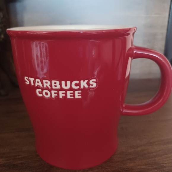 Starbucks 2008 Ceramic Coffee Tea Red With White Logo Mug Cup - Picture 9 of 10